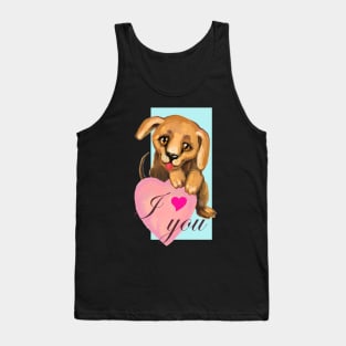 Cute dog. Baby pets. Puppy friendship love. Tank Top